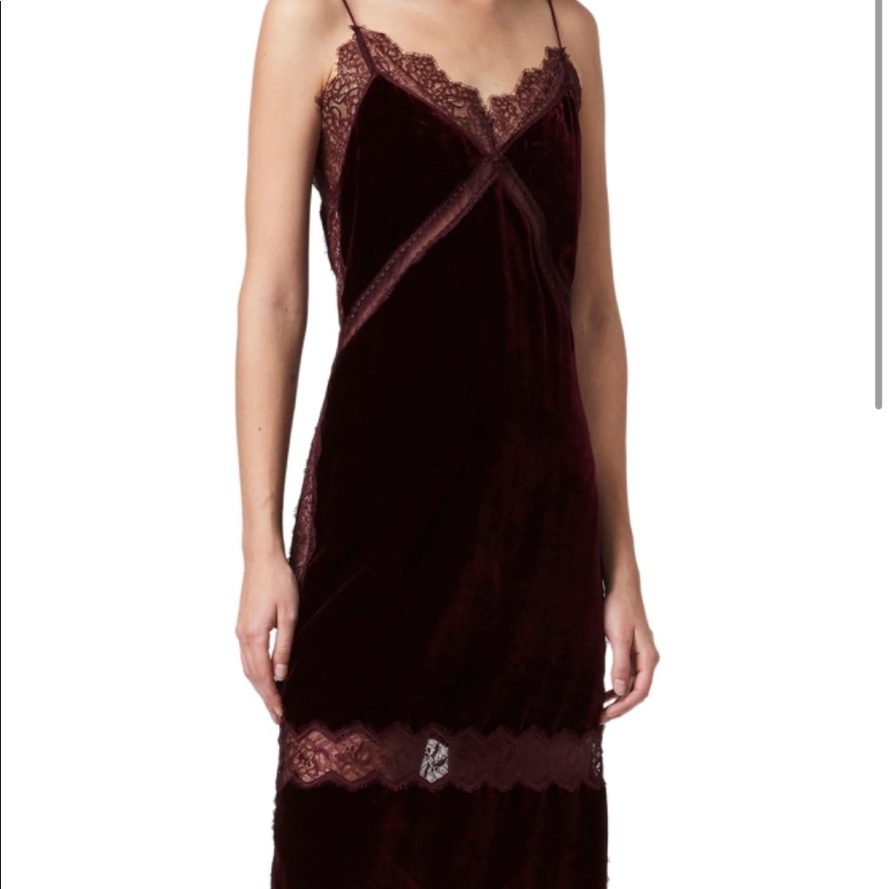 All Saints Noa Velvet & Lace Slip Dress